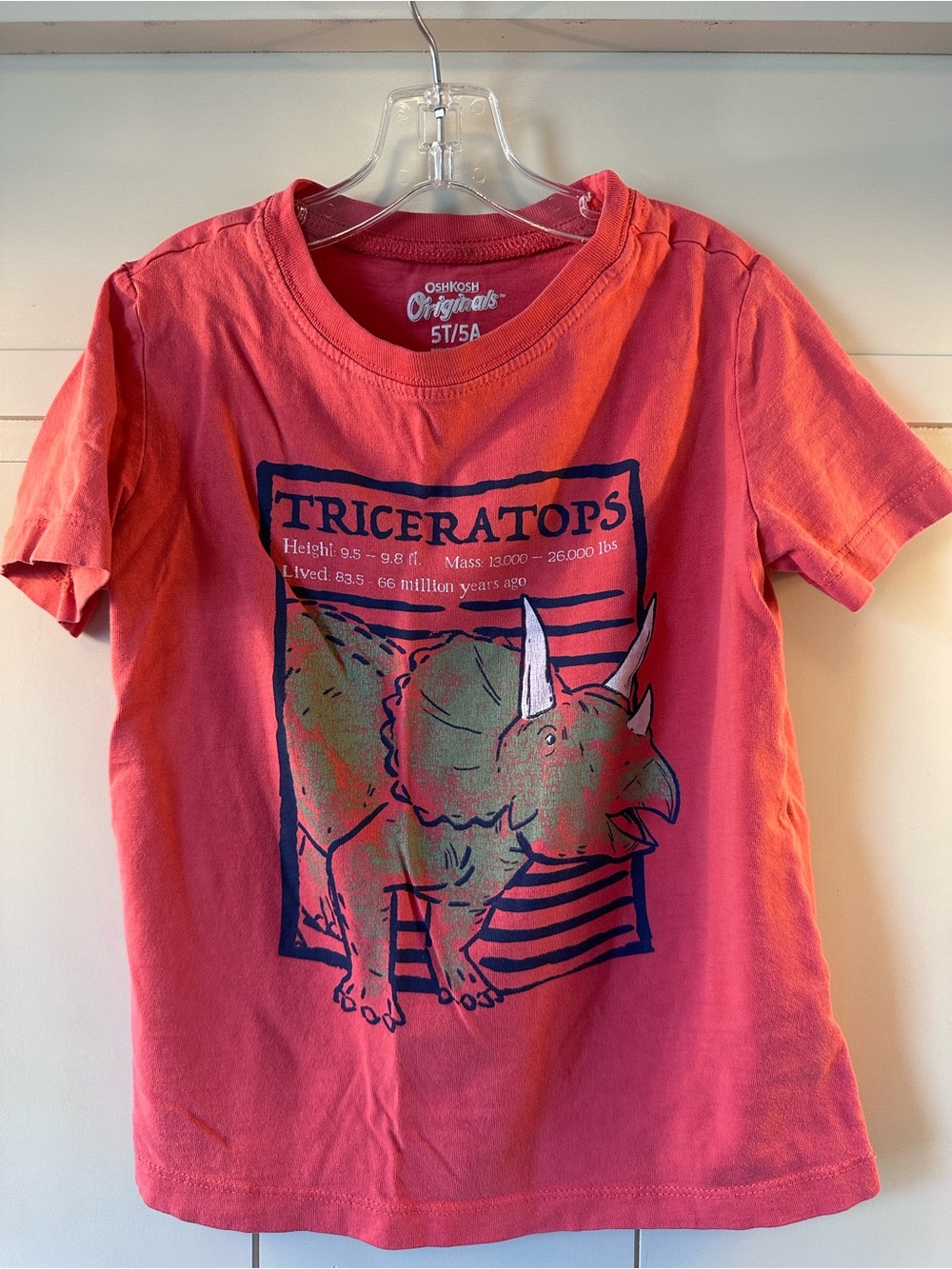 OshKosh B'gosh Coral Pink Triceratops Graphic Tee